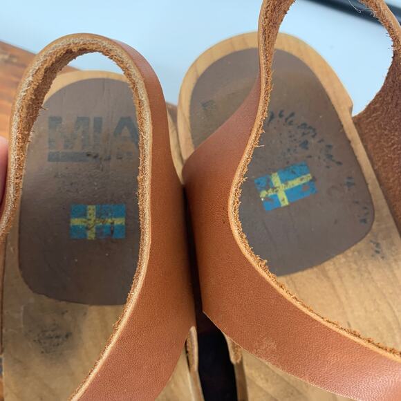 MIA Greta Tan Luggage Leather Clog Sandal Heel - Picture 4 of 8